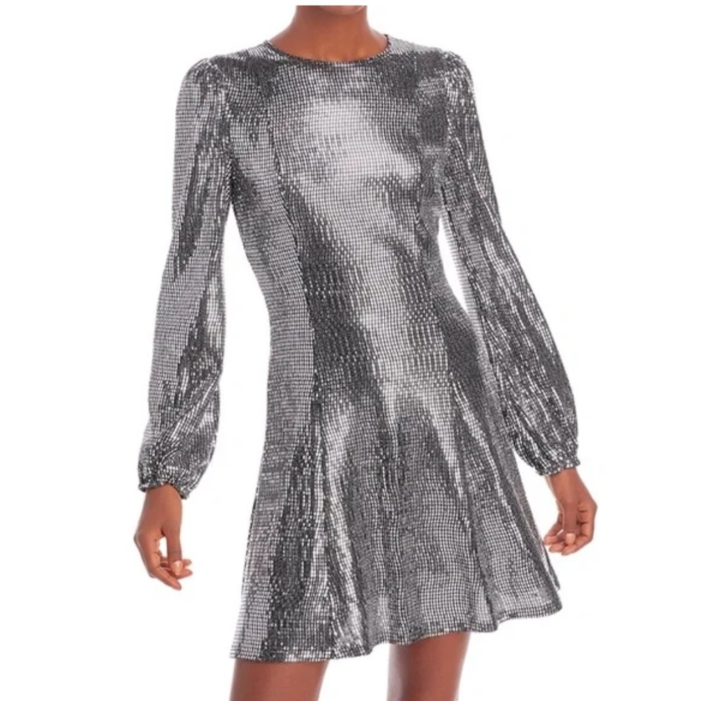 AQUA Exclusively for Bloomingdale’s Shine Puff Sleeve Mini Dress - Size XS